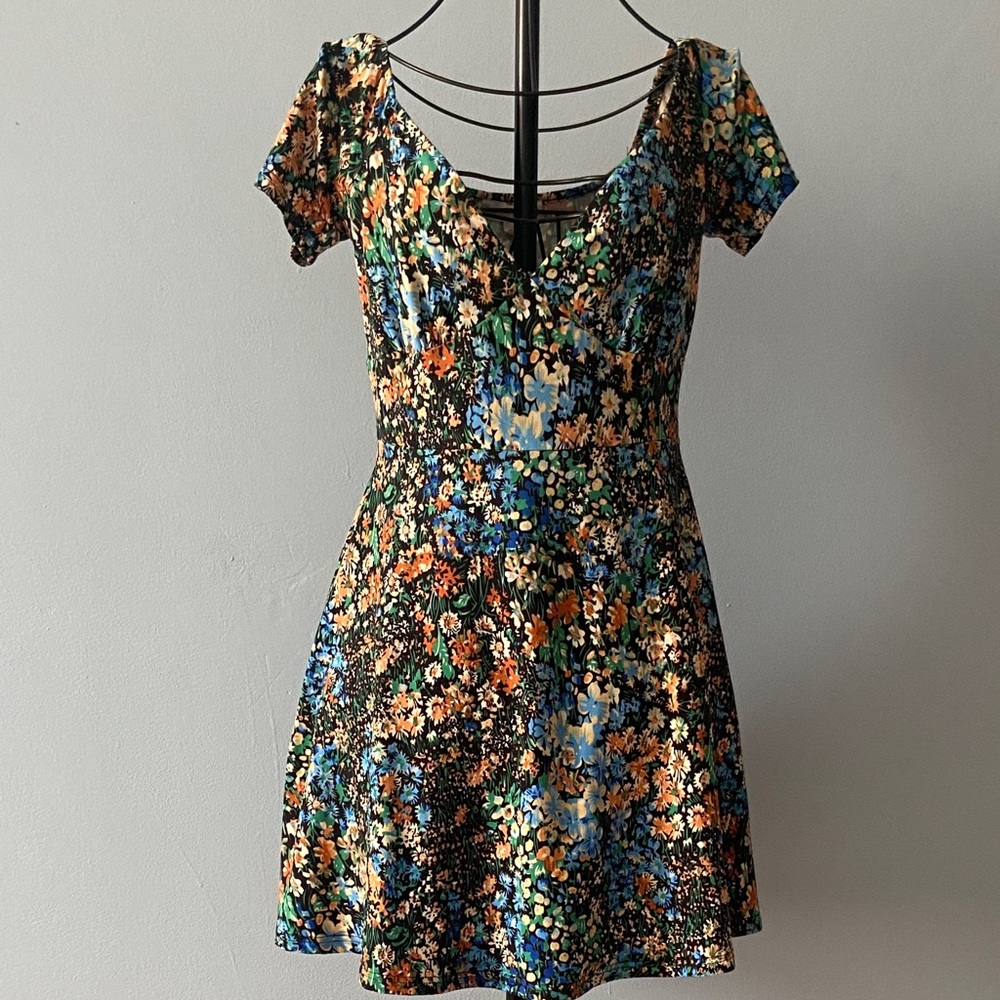Revamped Black Floral Mini Dress